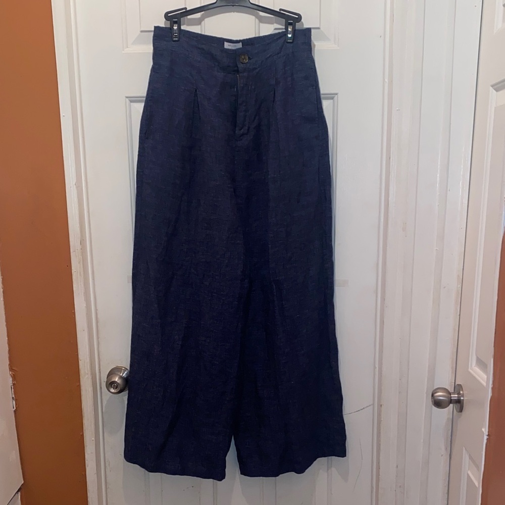 Halston Heritage Navy Linen Trousers